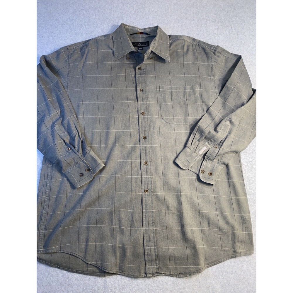 Greg Norman Collections Long Sleeve Cotton Shirt Brown Plaid Men's Size Large